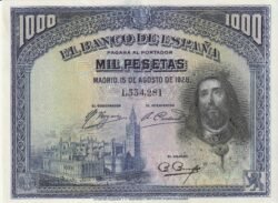 España ESP-P-78, 1.000 Pts., 1928, Nº 1334281, San Fernando, Look Scand, XF
