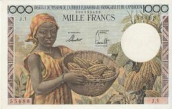 French Ecuatorial Africa -Camerún-P-34, 1.000 Fcos., Nº 000855484, Look Scand, aUNC