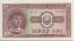 Rumanía ROM-P-88b, 10 Lei, 1952, Nº m17-511862, Look Scand, aUNC