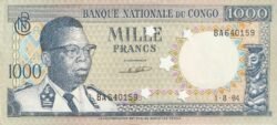 Congo Republica CNG-P-8a, 1.000 Fcos., 1964, Inutilizado, Nº. BA-640159, Look Scand, aUNC