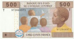 Congo "T" Central African States-P-106Td, 500 Fcos., 2.002, Niños en la Escuela, UNC