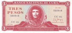 Cuba CUB-P-107b(89), 3 Pesos, 1989, Ernesto Che, aUNC