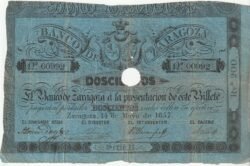 España ESP-P-S452b, 200 Reales de Vellón, Perforado, Nº 00992, Look Scand, Fine