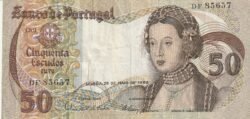Portugal PTG-P-174a(5), 50 Escudos, 1968, Nº DF85657, Look Scand, VF+