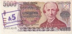Argentina ARG-P-321, 5.000 Pesos/5 Australes, Serie B, ND-1985/90, UNC