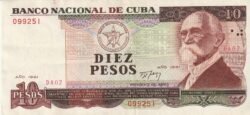 Cuba CUB-P-109, 10 Pesos, 1991, Máximo Gómez, XF
