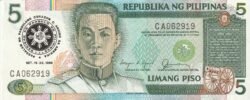Filipinas, PHI-P-175b, 1986, 5 Piso, UNC