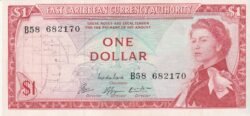 Estados Caribe ECS-P-13e, 1$, ND-1965, Nº B58/682170, Look Scand, UNC