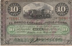 Cuba CUB-P-49d, 10 Pesos., 1896, Resello en ROJO "PLATA", Look Scand, XF