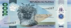 Filipinas, PHI-P-W241c(23), 1000 Piso, 2023, Cabeza de Ave, Polímero, UNC
