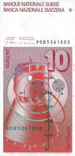 Suiza SWZ-P-53h(2), 10 Fcos., Sig.  F. F. Schaller & P. Languetin, 1990, UNC