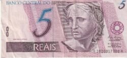 Brasil BRA-P-244d, 5 Reais, ND-1994, Look Scand, XF