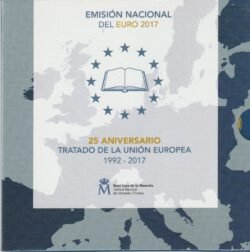 España, Set Cartera 9 monedas. FNMT EUROSET ESPAÑA, 25 Aniv. Tratado Unión Europea 1992-2017