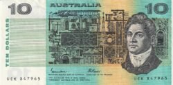 Australia ATL-P-45e, 10 $, ND-1974/91, Look Scand, VF++