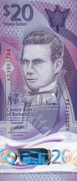 Barbados BBD-P-W8(24-2), 20 $, 2024-2, Samuel Jackman Prescod, Polímero, UNC