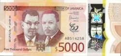 Jamaica JAM-P-W101, 5.000$, 2023, 60 Aniv. Independencia, Polímero, UNC