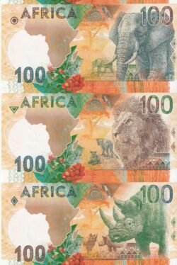 Africa 3 Valores Fauna Africana Elefante-León-Rinoceronte, UNC