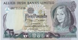 Irlanda del Norte NIR-P-2c, 5 Pounds, Nº.- QN7355898, 1984, Look Scand, UNC