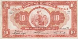 Perú PER-P-77, 10 Soles, 1956, Nº 523464, Look Scand, Very Fine+