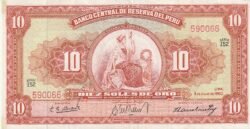 Perú PER-P-82A, 10 Soles, 1960, Nº 590066, Look Scand, Very, Fine+