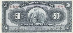 Perú PER-P-78a(59), 50 Soles, 1959, Nº 743593, Look Scand, XF/Ph