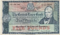 Escocia SCL-P-167b, 5 Pounds, 1964, Look Scand, Nº 110806, VF+