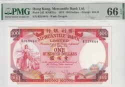 Hong Kong HKG-P-245, 100$, Nº B318844, GraduaciónP MG-66, Mercantil Bank Ltd