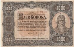 Hungría HGR-P-66a, 1.000 korona, 1920, Nº 849436, Look Scand, Very Fine