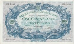 Belgica BEL-P-109(2), 500 Fcos./100 Belgas, 18/09/1943, Nº 40783586, Look Scand, XF++