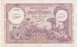 Argelia ALG-P-95, 500 Fcos, Nº 9270393, 15-Sept.-1944, Look Scand, XF