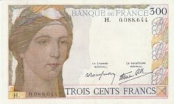 Francia FRA-P-87a(1), 300 Fcos., ND-1938, Nº H-0088644, Look Scand, XF