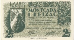 España, Billete Local de MONTCADA I REIXAC, 25 Ctmos, 1937, Look Scand,  aUNC