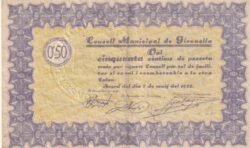España, Billete Local de GIRONELLA, 50 Ctmos., 1937, Nº 17963, Look Scand, Very Fine