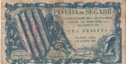 España, Billete Local de PINEDA DE SEGARRA, 1 Pta., 1937, Nº 1693, Look Scand, Very Fine