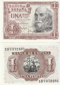 España ESP-P-144(1D), 1 Ptas., 22-Julio-1953, Marqués de Santa Cruz, Serie 1D, UNC