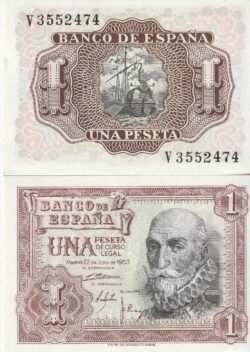 España ESP-P-144(V), 1 Ptas., 22-Julio-1953, Marqués de Santa Cruz, Serie V, UNC