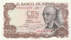 España ESP-P-152(6M), 100 Ptas., Manuel de Falla, Serie 6M, 17-11-1970, aUNC