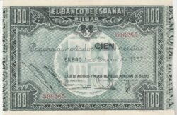 España ESP-P-S565h, 100 Ptas., Bco España en Bilbao, aUNC/XF+