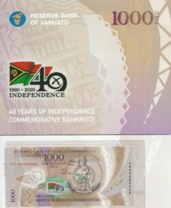 Vanuatu VNT-P-W21, 1.000 Vatu, 40th Anniversary of Independence (1980-2020), Polímero, Forder, UNC