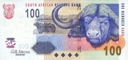 Sudafrica DSF-P-131b, 100 Rand, ND-2005, Búfalo, UNC