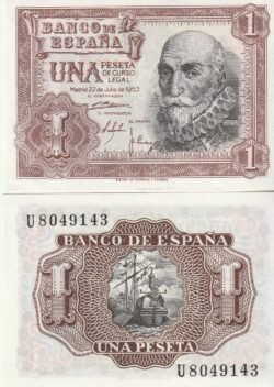 España ESP-P-144(U), 1 Ptas., 22-Julio-1953, Marqués de Santa Cruz, Serie U, UNC