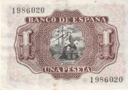 España ESP-P-144, 1 Ptas., 22-Julio-1953, Marqués de Santa Cruz, Sin Serie Nº 1986020, Look Scand, XF