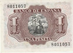 España ESP-P-144, 1 Ptas., 22-Julio-1953, Marqués de Santa Cruz, Sin Serie Nº 8011057, Look Scand, UNC