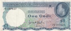 Ghana GHA-P-5a, 1 Cedi, ND-1965, Look Scand, XF