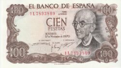 España ESP-P-152(1L), 100 Ptas., Manuel de Falla, Serie 1L, 17-11-1970, UNC