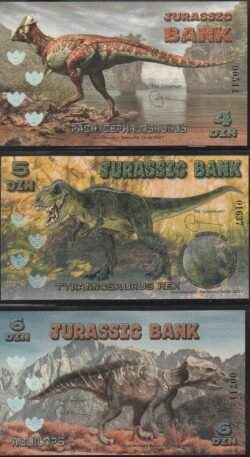 EMISIÓN DINOSAURIOS, JURASSIC BANK, 2ª SERIE (4-5-6 DIN)