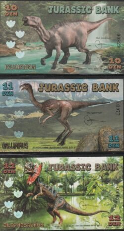 EMISIÓN DINOSAURIOS, JURASSIC BANK, 4ª SERIE (10-11-12 DIN)