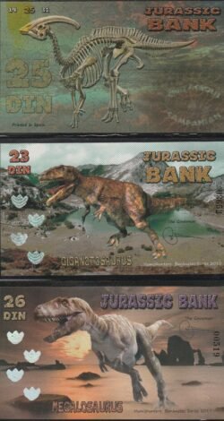 EMISIÓN DINOSAURIOS, JURASSIC BANK, 8ª SERIE (23-25-26 DIN)