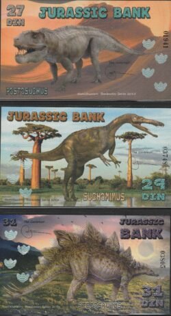 EMISIÓN DINOSAURIOS, JURASSIC BANK, 9ª SERIE (27-29-31 DIN)