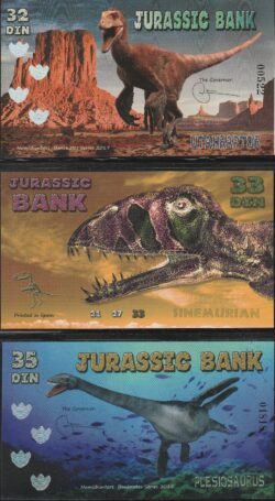EMISIÓN DINOSAURIOS, JURASSIC BANK, 10ª SERIE (32-33-35 DIN)